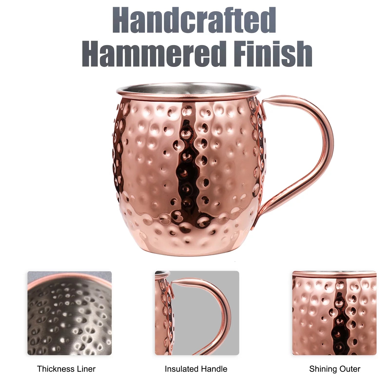Copper Mugs Set with Stainless Steel Cups and Cocktail Straws C3725