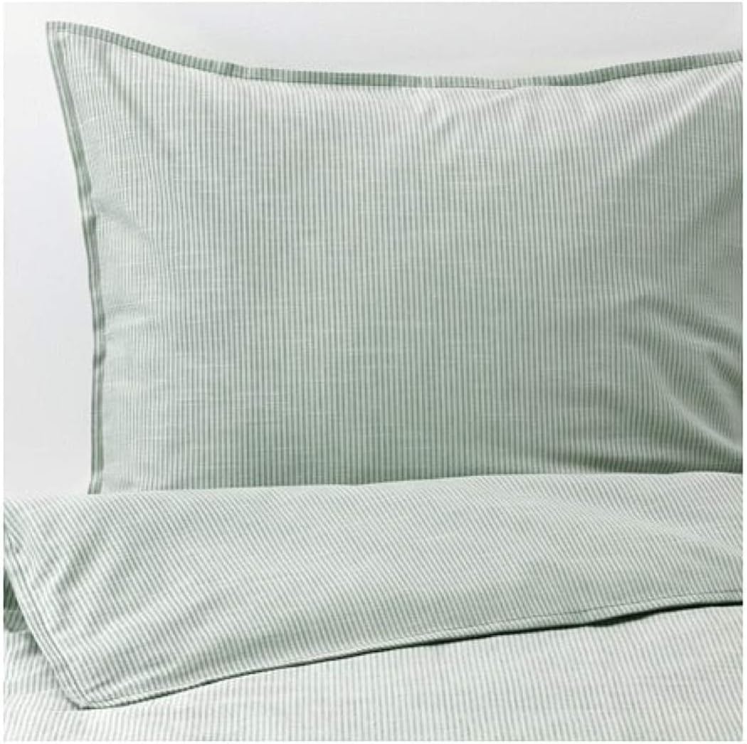 Duvet Cover and Pillowcases Green Stripe Full/Queen J96647