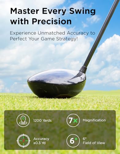 Golf Rangefinder with Slope, 1200Y Laser, 7X Magnification, Flag Lock with Vibration, Magnetic Cart Mount, USB-C Rechargeable L138