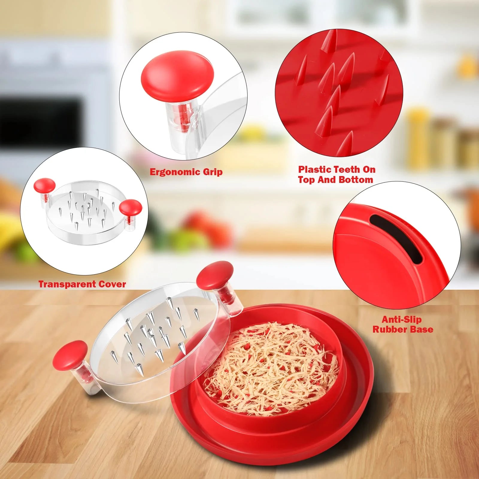 Chicken Shredder with Clear Cover and Non-Skid Base B693