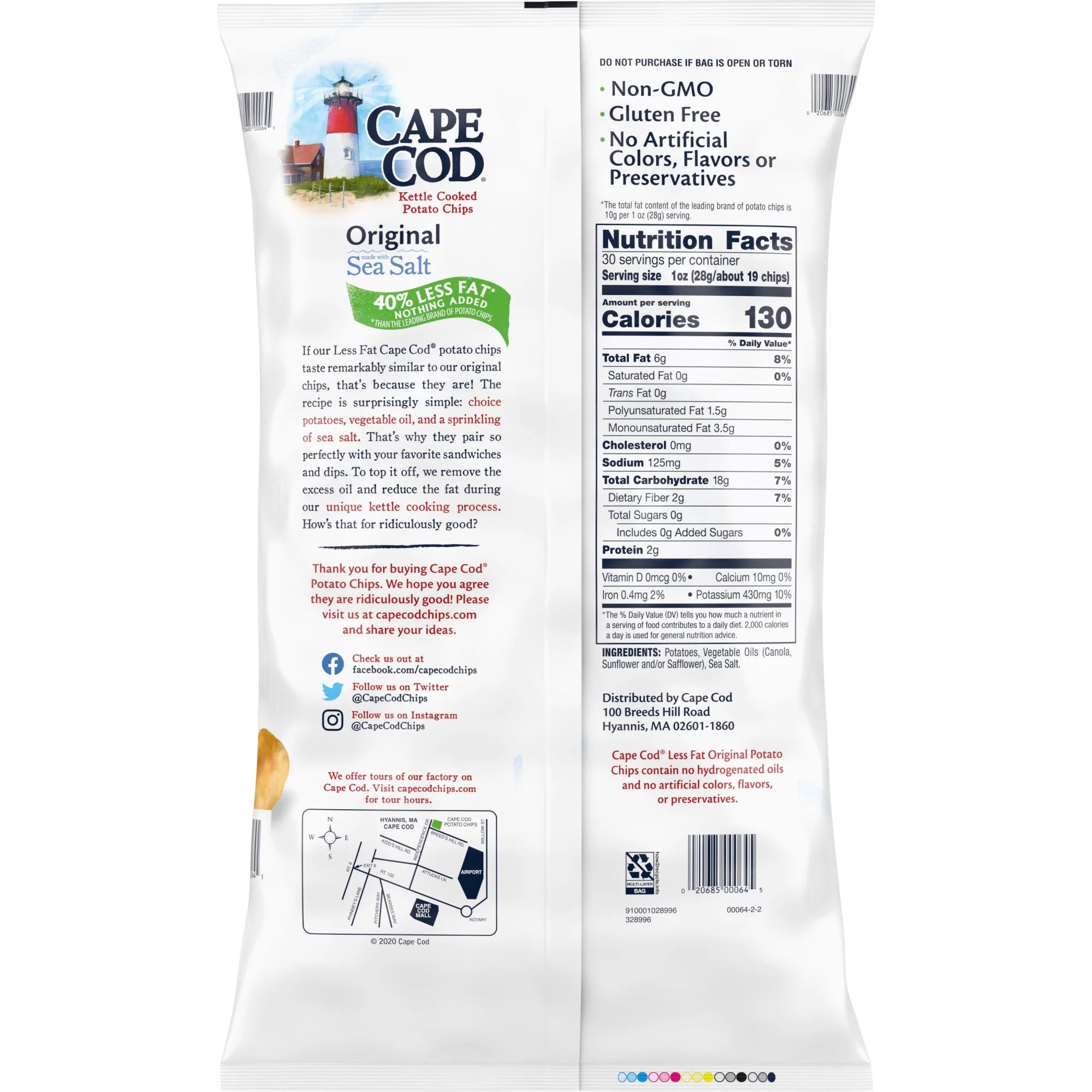 Kettle Cooked Potato Chips, Less Fat, 30 oz I9316