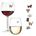 Simply Charmed Dog Wine Charms or Magnetic Glass Markers for Stemless Glasses - Great Birthday or Hostess Gift for Dog Lovers - Set of 6 Cute Puppy Glass Identifiers