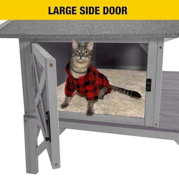 Wooden Cat House for Feral Cats J616834