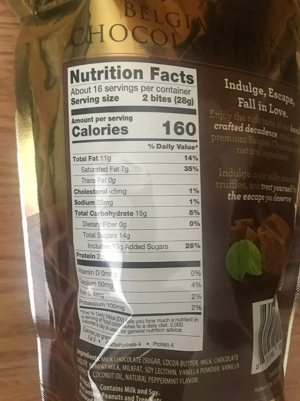 Belgian Milk Mint Chocolate Truffles 16 Oz Bag Q2064