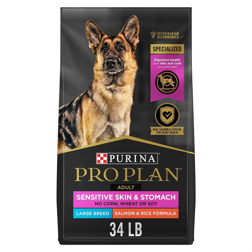 Purina Pro Plan Sensitive Skin &amp; Stomach Salmon Adult Large Breed Formula Dry Dog Food, 34-lb bag - Pet Supplies online store