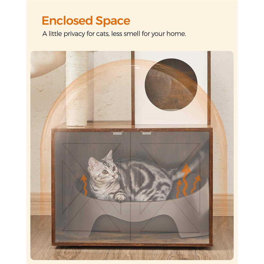 Cat Tree with Litter Box Enclosure 2-in-1 Modern Tower Z799