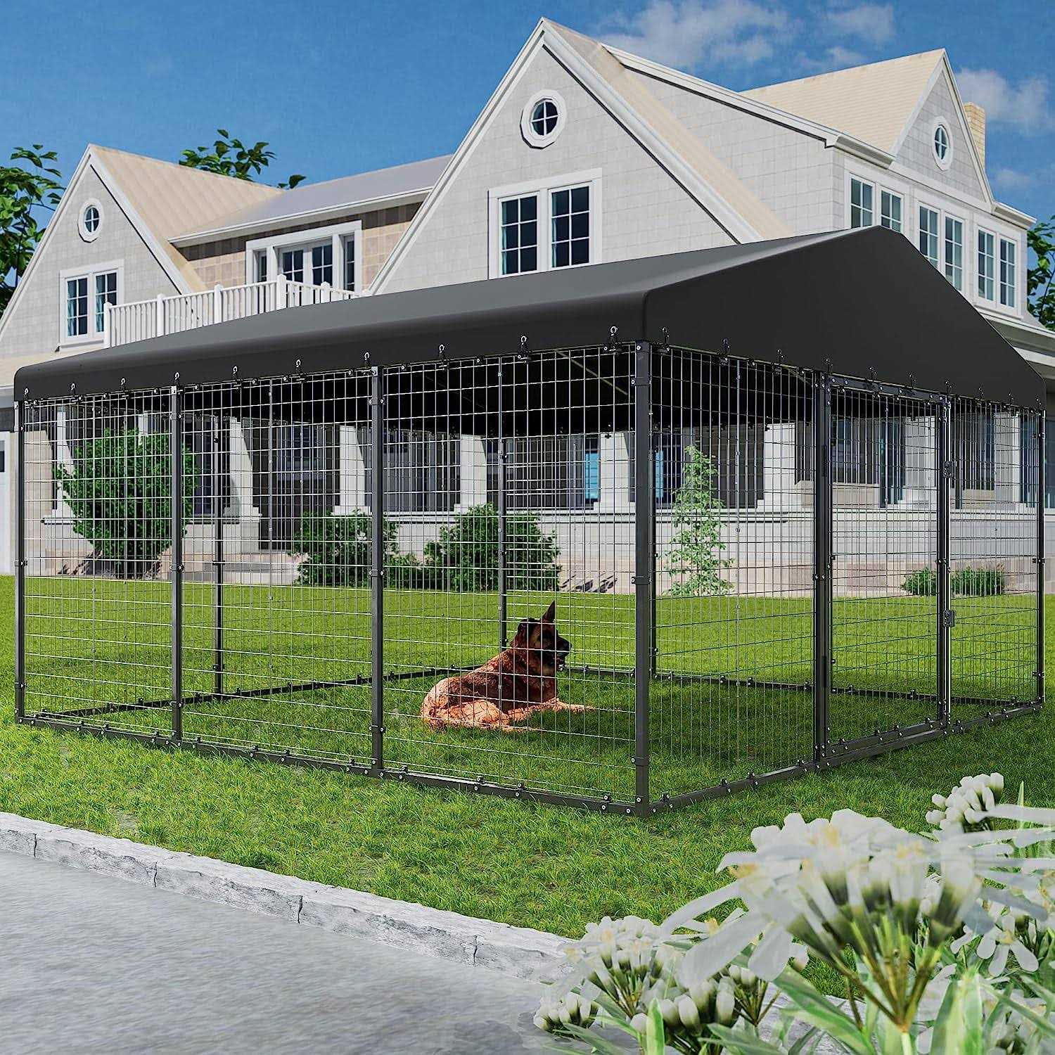 Large Outdoor Dog Kennel with Roof and Double Safety Locks E799