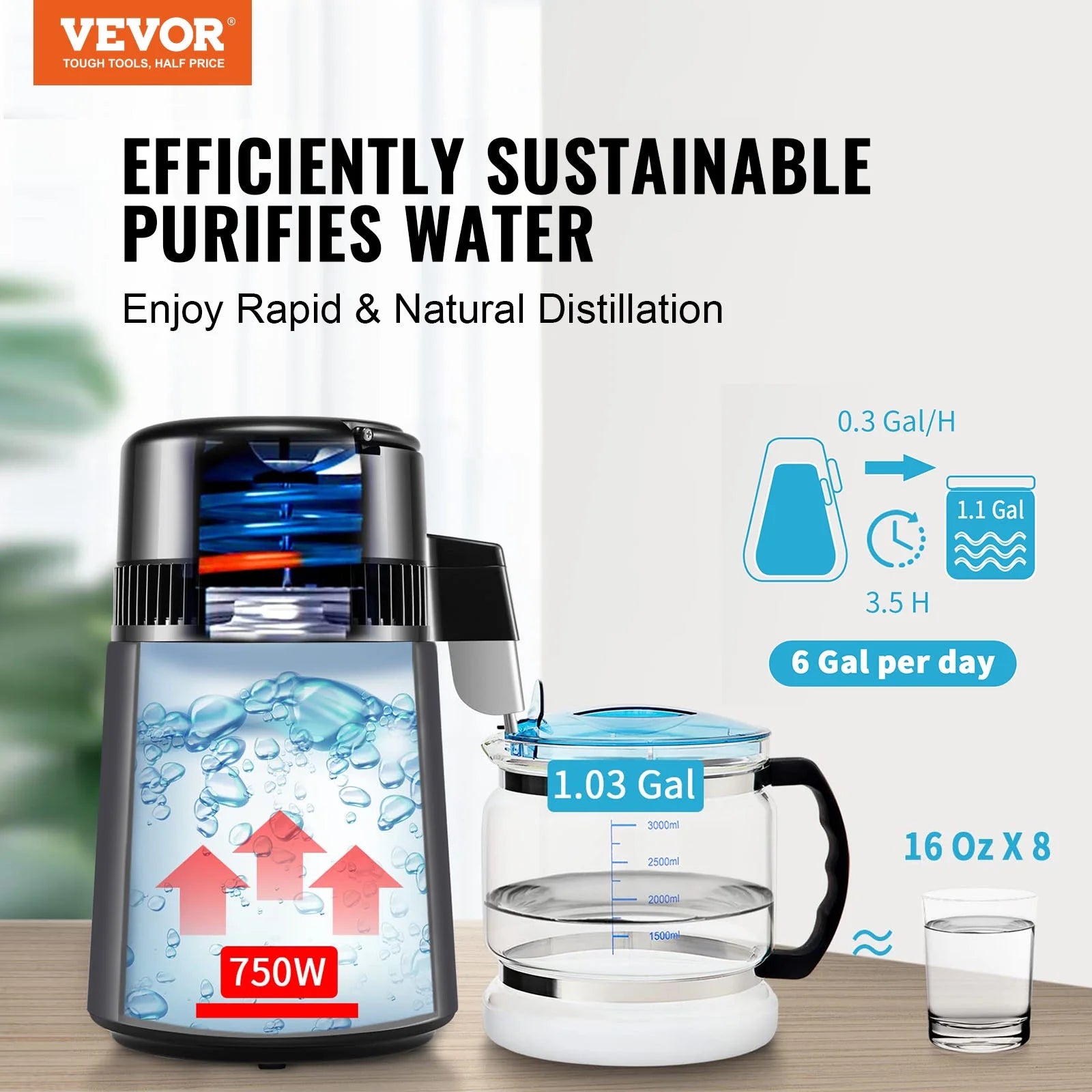 4L Water Distiller Purifier Machine Countertop Stainless Steel Digital Control C86539