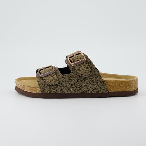 Women's Cork Footbed Sandals with Double Buckle Slip-On and Arch Support U61950