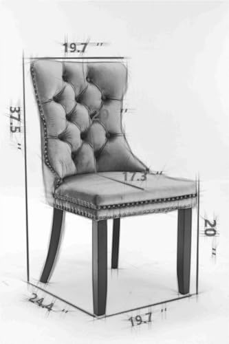 Velvet Dining Chairs Set of 2 with Solid Wood Legs E56169