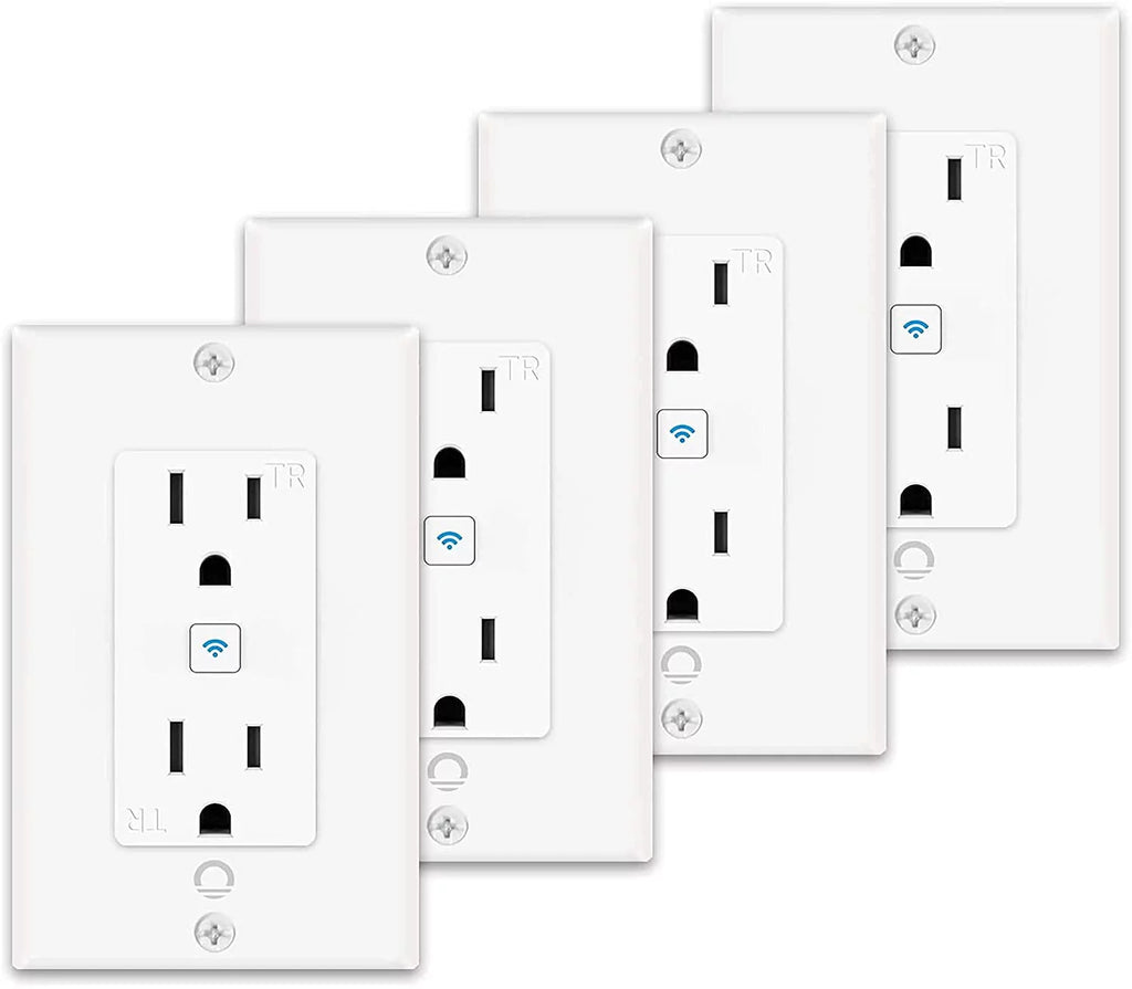 Lumary Smart Outlet in-Wall - Smart Electrical Outlet That Work with Alexa Google Home 15 Amp No Hub Required ETL & FCC Certified (4 Pack)