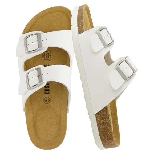 Women's Cork Footbed Sandals with Double Buckle Slip-On and Arch Support U61950