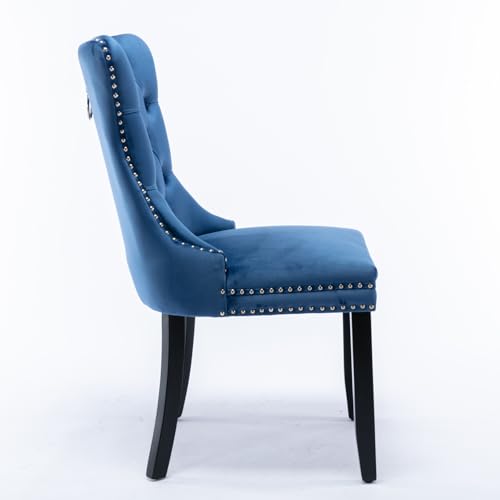 Velvet Dining Chairs Set of 2 with Solid Wood Legs E56169