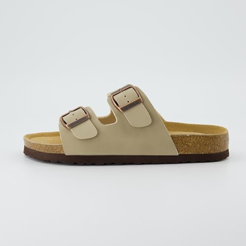 Women's Cork Footbed Sandals with Double Buckle Slip-On and Arch Support U61950