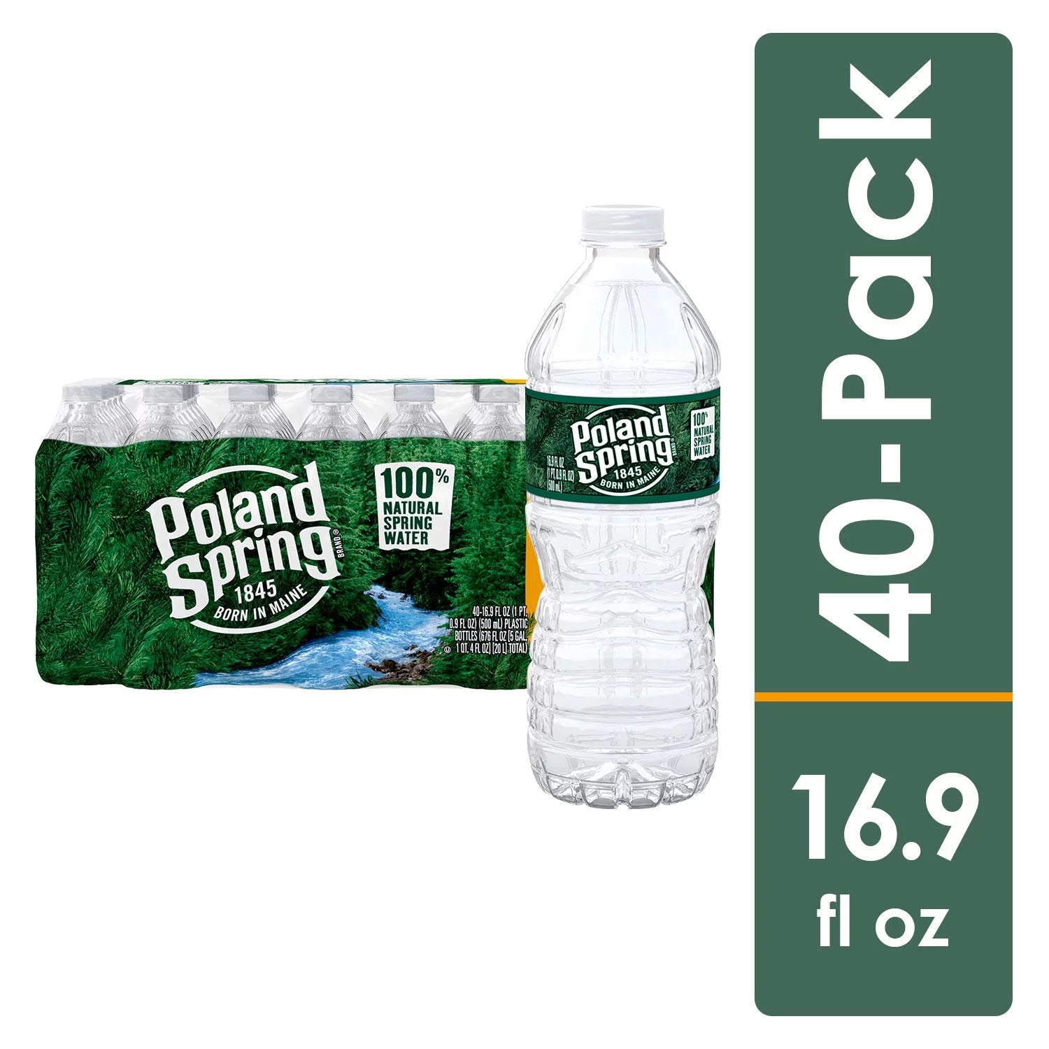 Natural Spring Water, 16.9 Fl Oz, 40 Count Bottles S303259