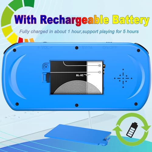 Handheld Game Console with 270 Classic Retro Games, 3 Inch Color Screen, TV Output, Rechargeable, 2 Players E5381
