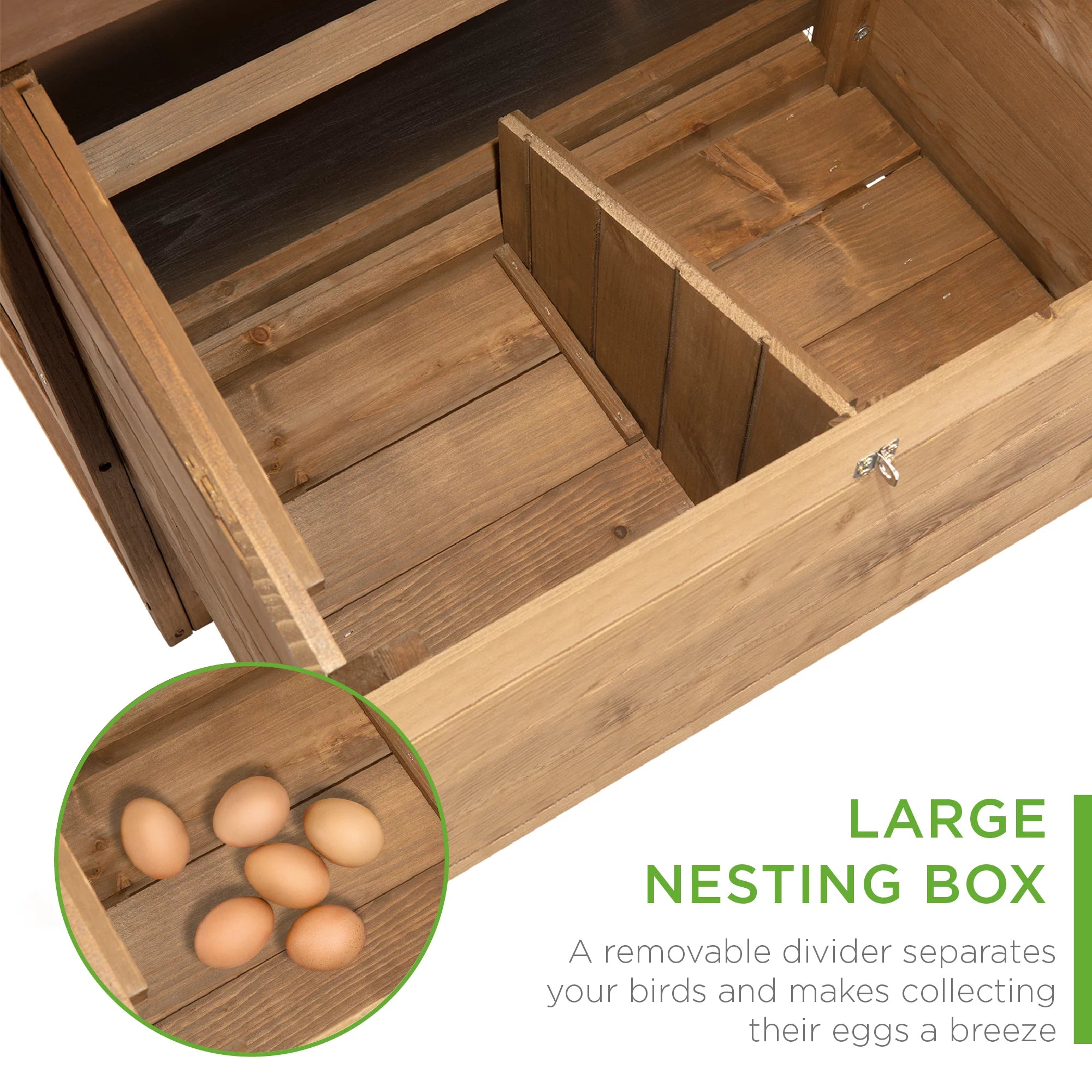 70in Fir Wood Chicken Coop Tractor Hen House with Wheels, 2 Doors, Nest Box P563183