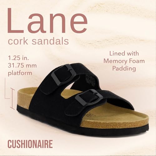 Women's Cork Footbed Sandals with Double Buckle Slip-On and Arch Support U61950