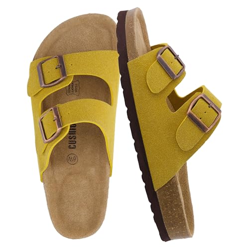 Women's Cork Footbed Sandals with Double Buckle Slip-On and Arch Support U61950