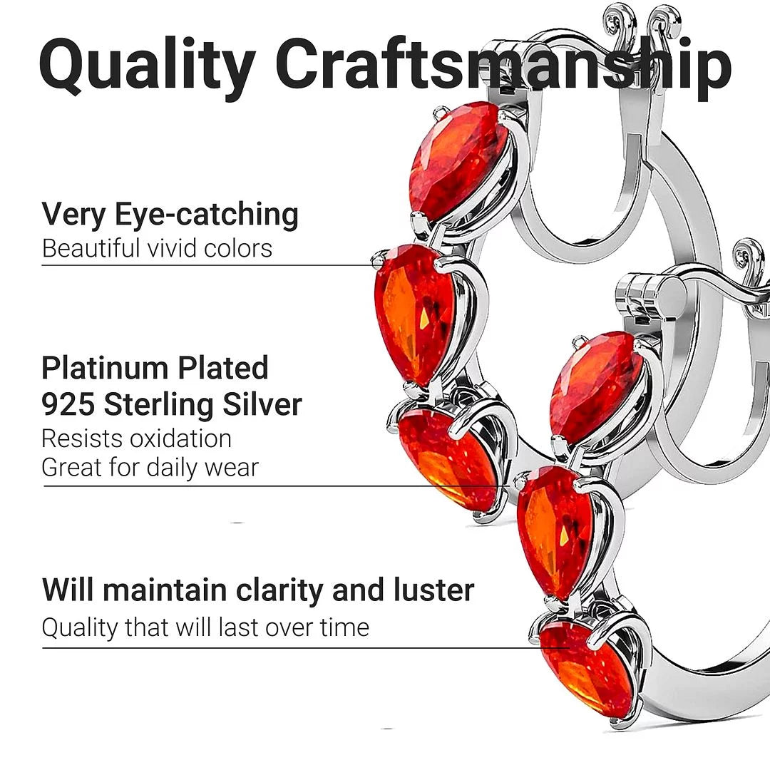 Orange Huggie Hoop Earrings with Cubic Zirconia Q3310