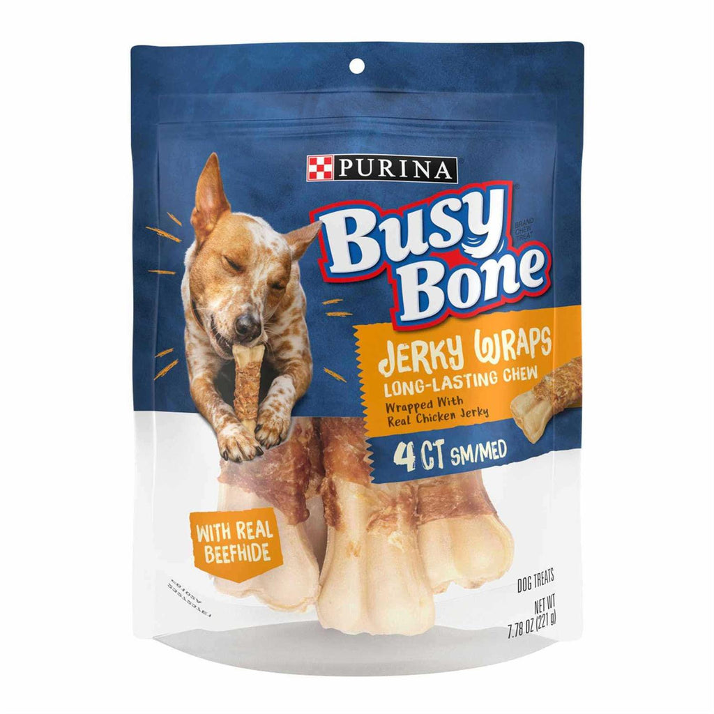 Purina Busy Jerky Wraps Beefhide &amp; Chicken Dog Treats 4 Count - Pet Supplies online store
