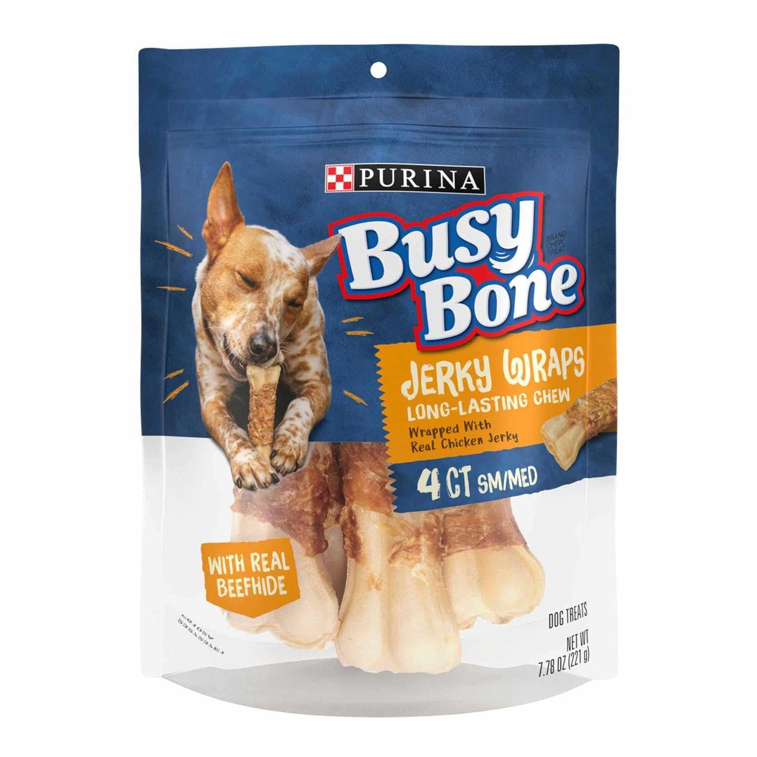 Purina Busy Jerky Wraps Beefhide &amp; Chicken Dog Treats 4 Count - Pet Supplies online store