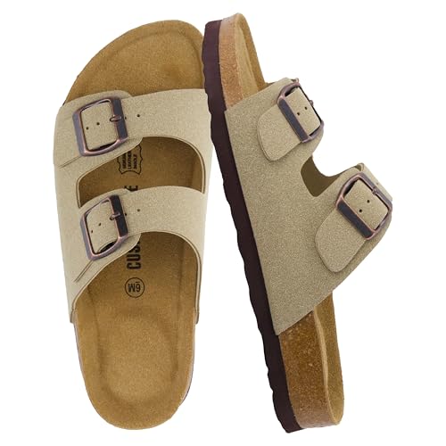 Women's Cork Footbed Sandals with Double Buckle Slip-On and Arch Support U61950
