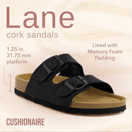 Women's Cork Footbed Sandals with Double Buckle Slip-On and Arch Support U61950