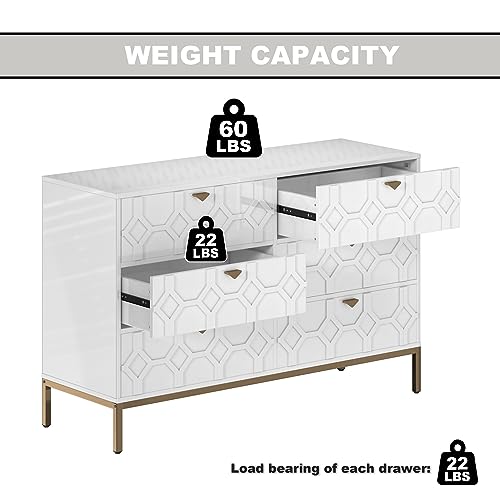 6 Drawer Double Dresser, Modern Wood Chest for Living Room P585951