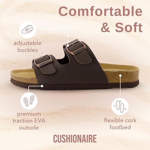 Women's Cork Footbed Sandals with Double Buckle Slip-On and Arch Support U61950