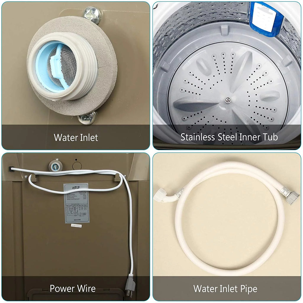 Portable Compact Washing Machine 15.6 lbs with Drain Pump T989