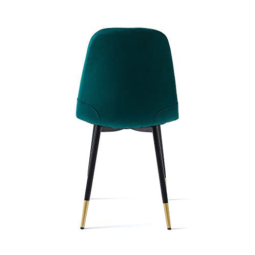 Modern Dining Chairs Set of 4, Velvet Tufted Accent Chairs with Metal Legs, Green D461678