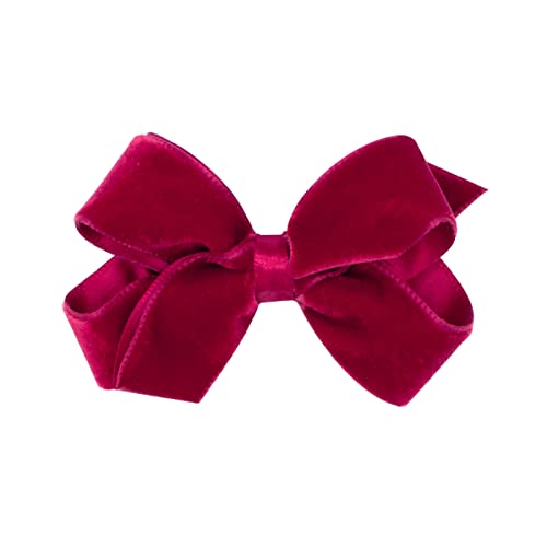 Girls' Velvet Hair Bow on No-Slip Clip, Satin Lining, Mini Q60568