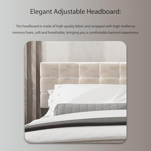 Full Size Upholstered Platform Bed Frame with Adjustable Headboard F226289
