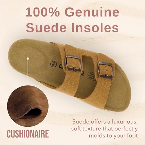 Women's Cork Footbed Sandals with Double Buckle Slip-On and Arch Support U61950