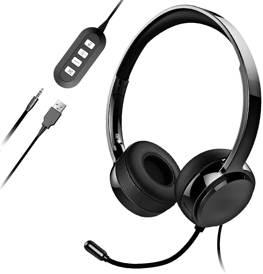 USB Headset with Noise Cancelling Microphone for PC, Laptop, Call Center D135787