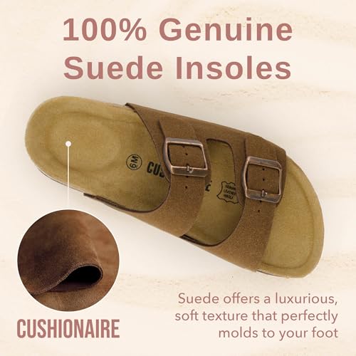 Women's Cork Footbed Sandals with Double Buckle Slip-On and Arch Support U61950