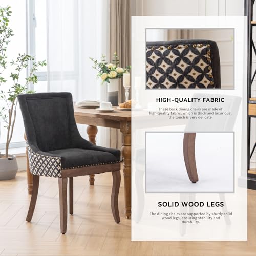 Solid Wood Dining Chairs Set of 4 with Padded Seat Y1061