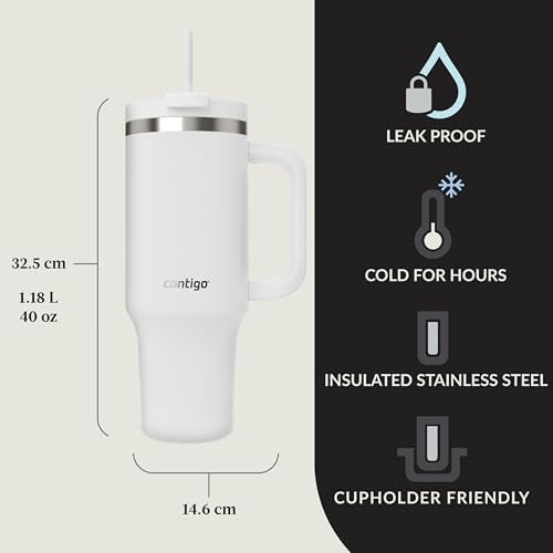40oz Stainless Steel Vacuum Insulated Tumbler, Leak-Proof, Cold for 29 Hours O99583