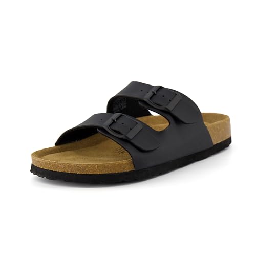Women's Cork Footbed Sandals with Double Buckle Slip-On and Arch Support U61950