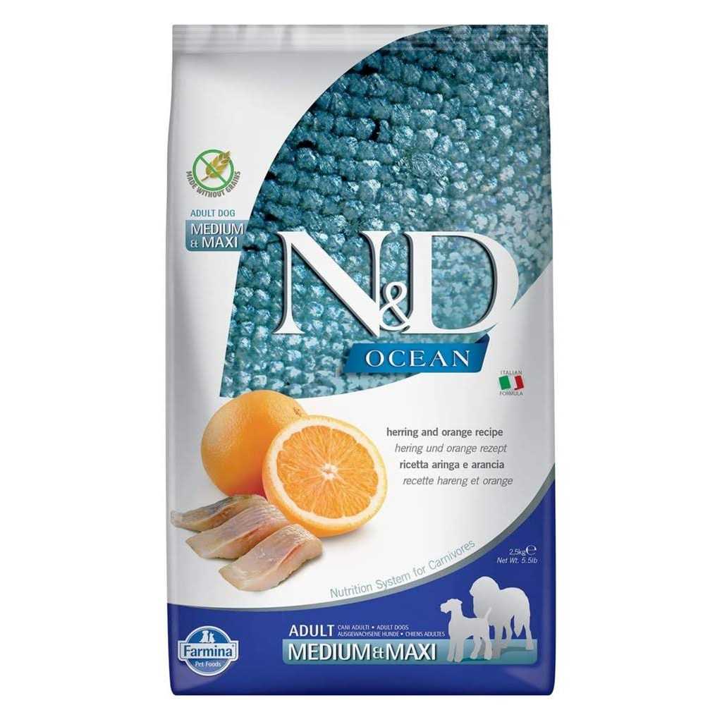 Farmina N&amp;D Ocean Adult Medium Maxi Herring &amp; Orange Grain Free Dry Dog Food - Pet Supplies online store