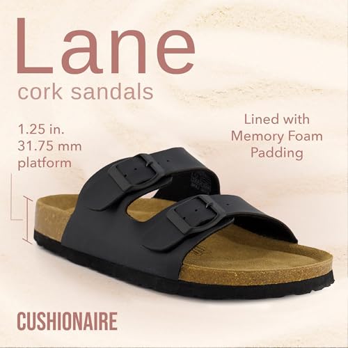 Women's Cork Footbed Sandals with Double Buckle Slip-On and Arch Support U61950