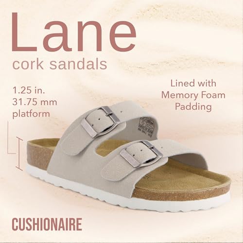 Women's Cork Footbed Sandals with Double Buckle Slip-On and Arch Support U61950
