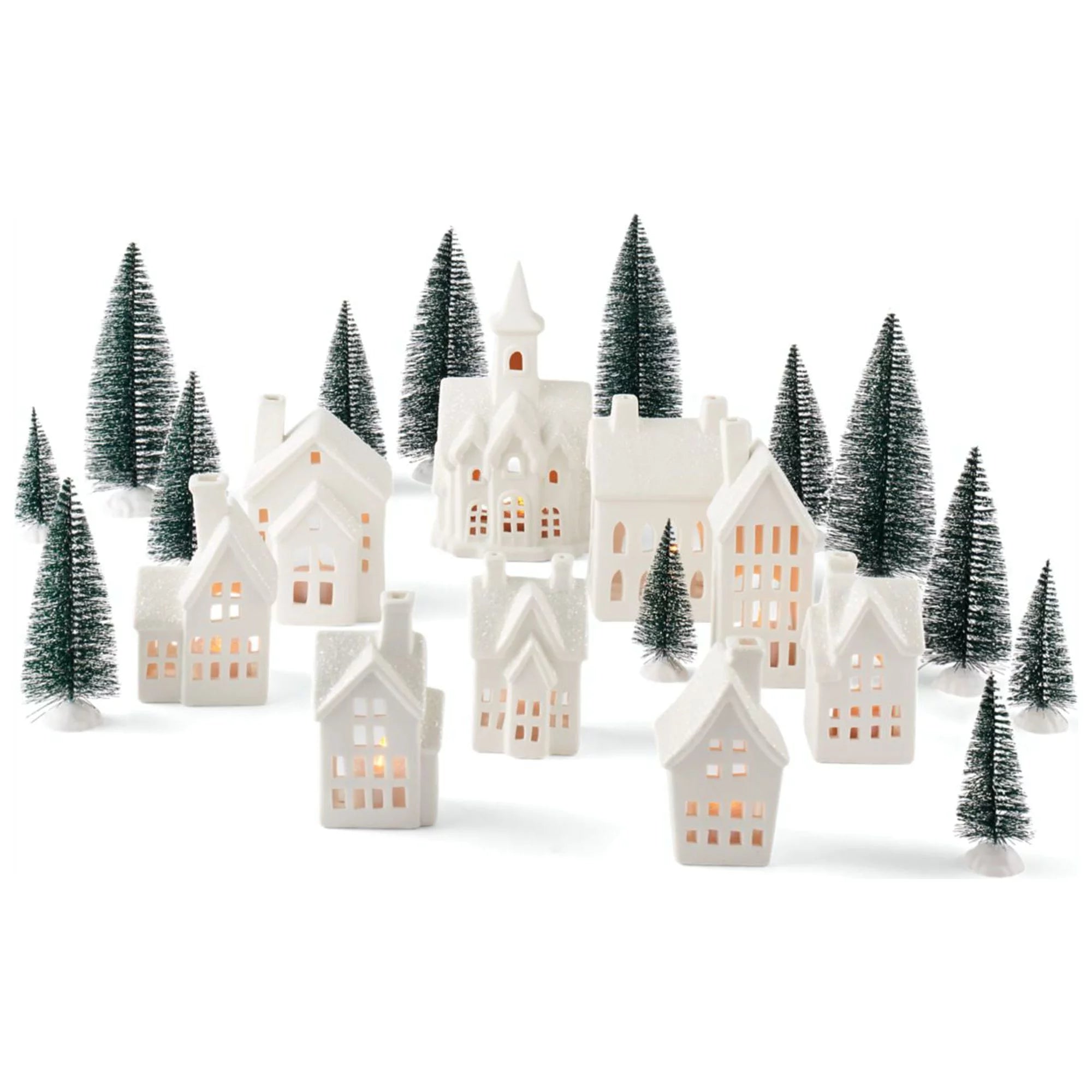 31-Piece LED Village Set with Timer Tea Lights Z9579