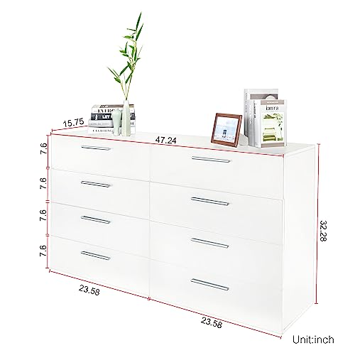 8 Drawer Wood Lateral Dresser with Metal Handles A61713