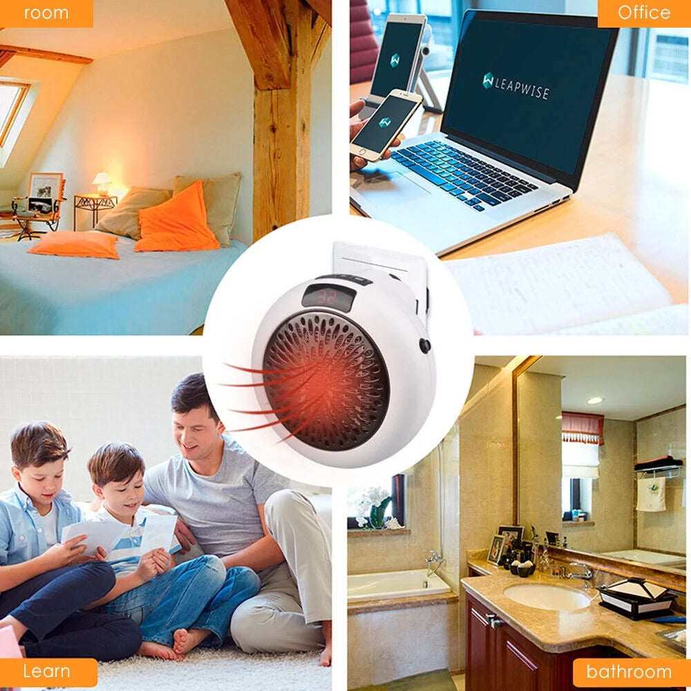 900W Digital Thermostat Electric Heater Fan with Remote and Timer X1767