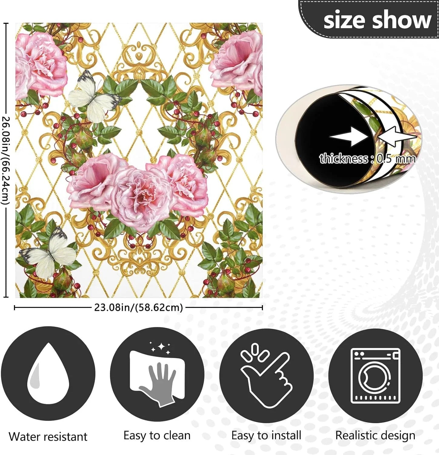 Vintage Rose Leaves Dishwasher Magnet Cover Decal N565646