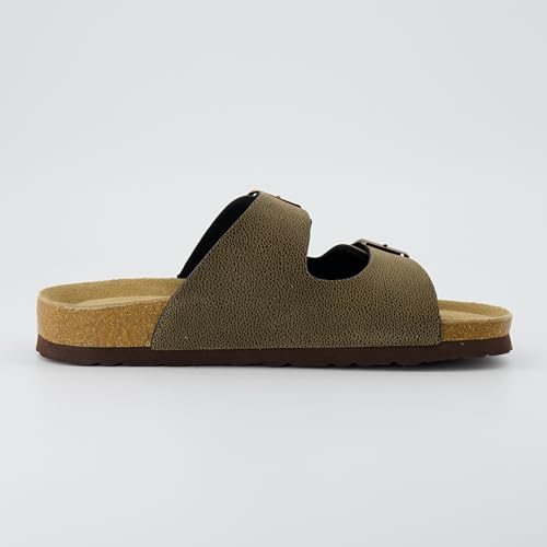 Women's Cork Footbed Sandals with Double Buckle Slip-On and Arch Support U61950