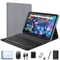 Android 12 Tablet 10.1 inch 128GB Tablet, 2024 Latest Update Octa-Core with Keyboard, Dual 13MP+8MP Camera, 5G WiFi, Bluetooth, GPS, IPS Full HD Display, Gray