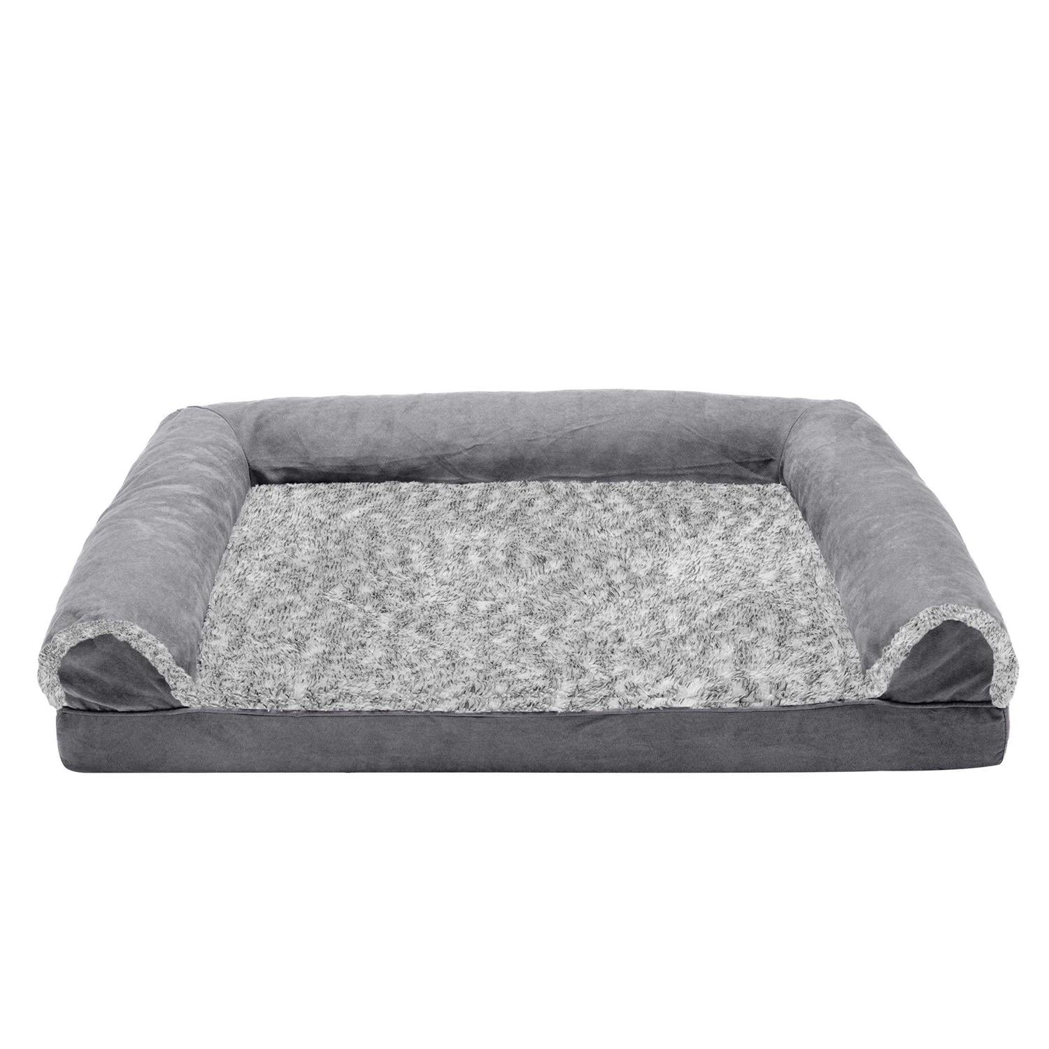 Orthopedic Sofa Dog Bed with Faux Fur Suede L349